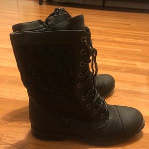 Sparkle combat boots